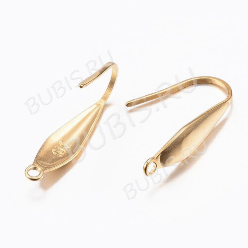 Швензы-крючки №094-G вытянутая капля 20*4,5*0,8мм золотистые (Хирургическая сталь) (1 пара)