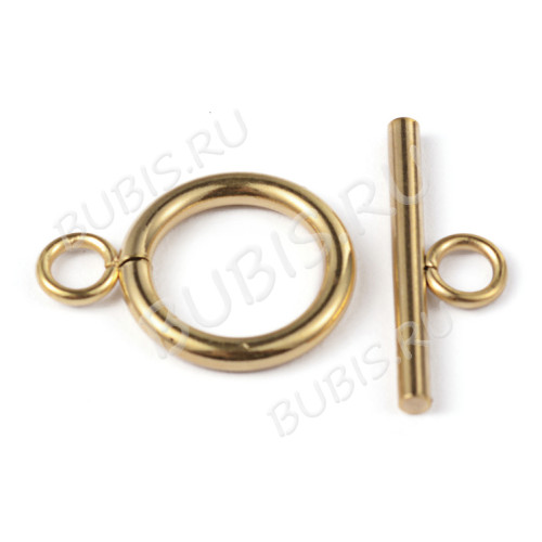 183-G Тоггл округлый простой 19*14мм и 20*7мм золотистый (Хирургическая сталь)