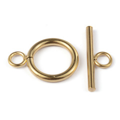 183-G Тоггл округлый простой 19*14мм и 20*7мм золотистый (Хирургическая сталь)