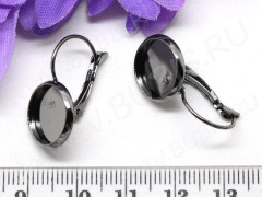 Швензы с французским замком №11 с сеттингом 12мм 25*14*11,5мм чёрный никель (Brass) (1 пара)