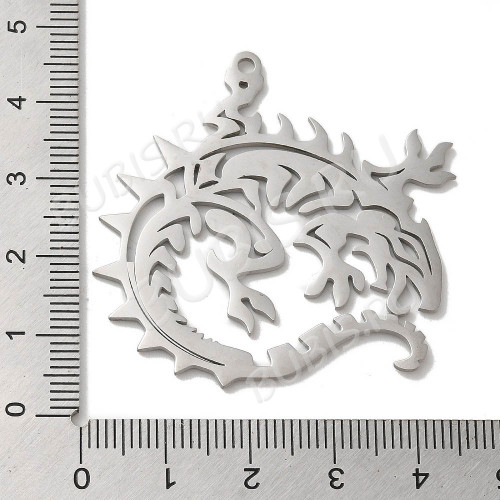 Подвеска Дракон 08 44*46*1,5мм цвет платины (Хирургическая сталь) 