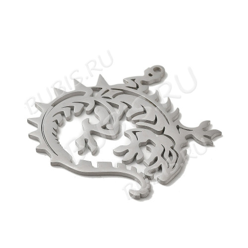 Подвеска Дракон 08 44*46*1,5мм цвет платины (Хирургическая сталь) 
