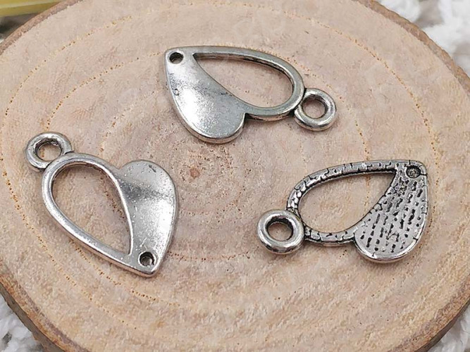 Подвеска Сердечко 23 коннектор рамка 17*11,5*1,5мм античное серебро (литьё)