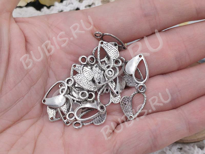 Подвеска Сердечко 23 коннектор рамка 17*11,5*1,5мм античное серебро (литьё)