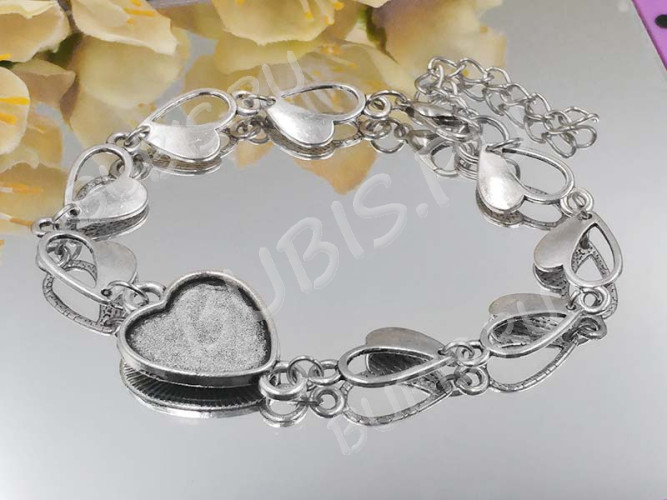 Подвеска Сердечко 23 коннектор рамка 17*11,5*1,5мм античное серебро (литьё)