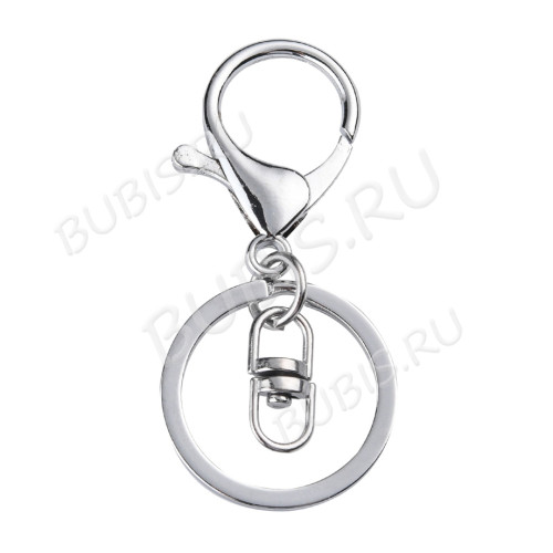 Карабин для брелка 42 большой с кольцом и коннектором 68*33*30мм цвет платины (сплав и Iron)
