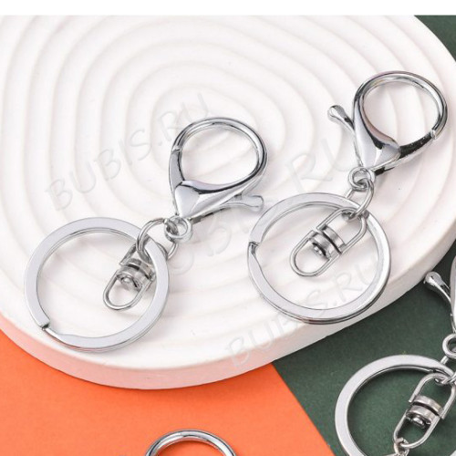 Карабин для брелка 42 большой с кольцом и коннектором 68*33*30мм цвет платины (сплав и Iron)