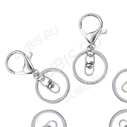 Карабин для брелка 42 большой с кольцом и коннектором 68*33*30мм цвет платины (сплав и Iron)