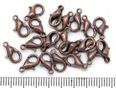 (СКИДКИ!!!) Замочек карабин №043 малый 10*5*3,5мм античная медь, без никеля (сплав) (10шт.)