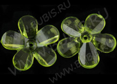 Бусина акрил Цветочек 52 гранёный 30*29*5,5мм жёлто-зелёный прозрачный (акрил)