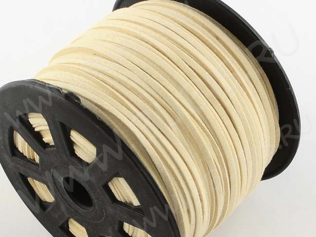 Замшевый шнур 03 плоский 3*1,5мм айвори (1м)