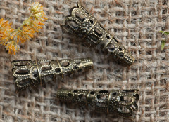 (СКИДКИ!!!) Шапочка тонкая 048 ажурная Конус 22*9*9мм античная бронза (Iron) (имитация скани) (10шт)