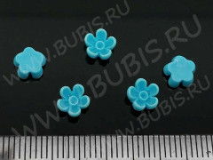 Кабошон декоративный 49 Цветочек 6*6*3,5мм голубой (резин) (5шт.)