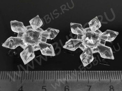 Подвеска Снежинка 26 3D коннектор гранёный 29*25*7мм прозрачный (акрил)