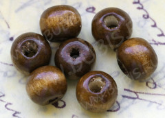 Бусина округлая 9*7,5мм св.коричневая (дерево) (10шт.)