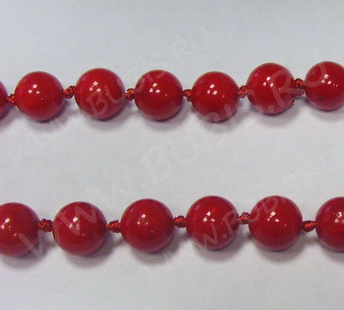 (СКИДКИ!!!) Бусина округлая 10мм Коралл красный пресс. (камни) (10шт.)