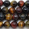 Купить (ОПТ) Бусина округлая 8мм МИКС Бычий, Тигровый, Соколиный глаз (камни) (НИТЬ) с доставкой по России