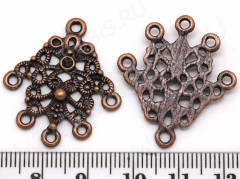 Подвеска для серёжек №128 ажурная 30*27*2мм античная медь (литьё)