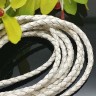 Купить Шнур кожаный 40 натуральный плетёный круглый 3мм белый (1м) с доставкой по России