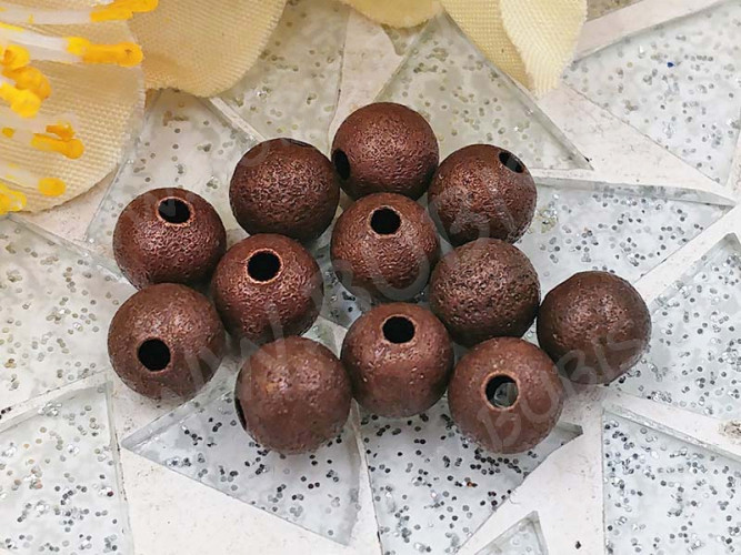 (СКИДКИ!!!) Бусина Шарик металлический "сахарный" 6мм античная медь (Brass) (10 шт.)