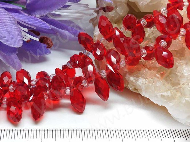 Подвеска Капля гранёная 12*6*5,5мм Хрусталь красный прозрачный (имитация Сваровски)