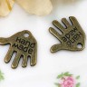 Купить Подвеска Ладошка 01 двусторонняя "Hand Made" 13,2*12,3*1мм античная бронза (литьё) с доставкой по России