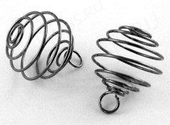 (СКИДКИ!!!) Подвеска Шарик-пружинка 27,5*19*19мм чёрный никель (Iron) (10шт.)