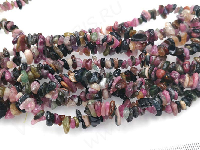 Крошка (галтовка) каменная 181 4-9мм Турмалин натуральный (камни) (нить 43-45см)