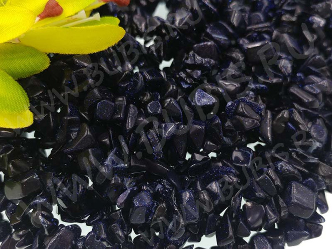 Крошка (галтовка) каменная 197 4-9мм Авантюрин т.синий имит. (камни) (нить 40-42см)