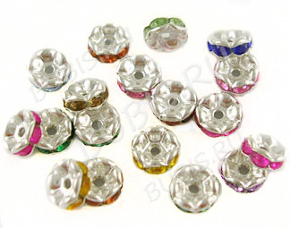(СКИДКИ!!!) Рондель со стразами 07 5*5*2,3мм серебристый со стразами микс (Brass и стекло) (10шт.)