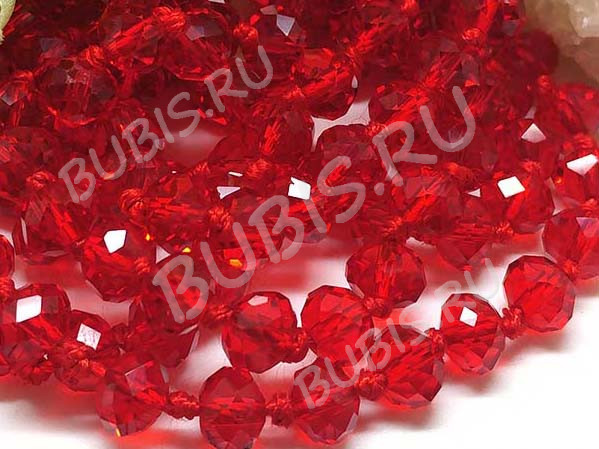 (ОПТ) Бусина Абакус гранёный 6*6*4,5мм Хрусталь красный прозрачный (имитация Сваровски) (100шт.)