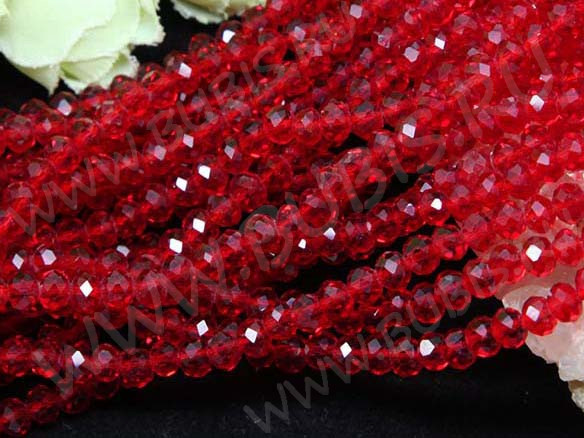 (ОПТ) Бусина Абакус гранёный 6*6*4,5мм Хрусталь красный прозрачный (имитация Сваровски) (100шт.)