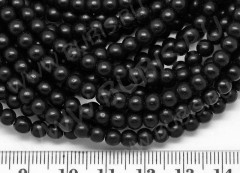 (ОПТ) Бусина округлая 4мм Шунгит чёрный матовый имит. (камни) (НИТЬ)