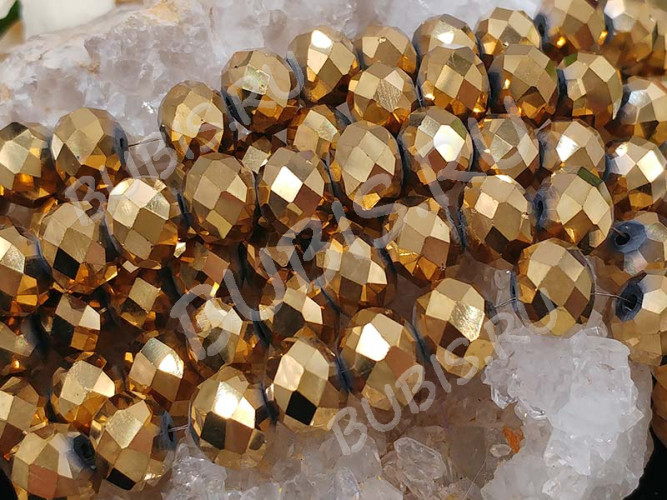 (СКИДКИ!!!) Бусина кристалл Абакус гранёный 10*10*7,5мм т.золотистый непрозрачный (имитация Сваровски) (10шт.)
