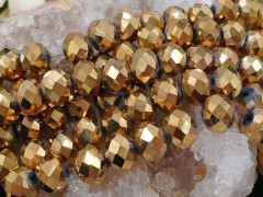 (СКИДКИ!!!) Бусина кристалл Абакус гранёный 10*10*7,5мм т.золотистый непрозрачный (имитация Сваровски) (10шт.)