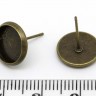 Купить Пуссеты ("гвоздики") №015 с сеттингом 10мм 12,5*12*0,7мм античная бронза (Brass) (1 пара) с доставкой по России