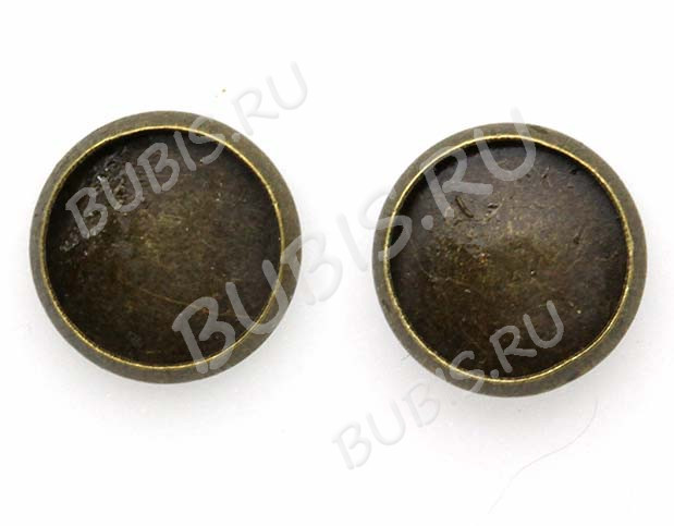 Пуссеты ("гвоздики") №015 с сеттингом 10мм 12,5*12*0,7мм античная бронза (Brass) (1 пара)