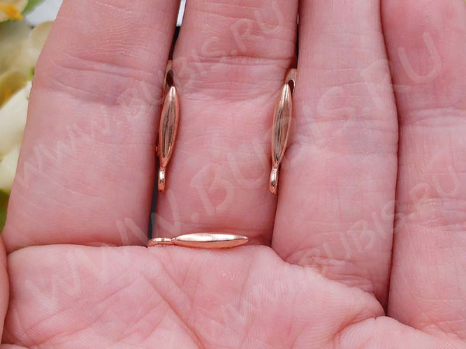 Швензы с английским замком №119 Зерно 19*9,5*2,5мм комплект с бейлом 15*4,5*2,5мм розовое золото (Brass с позолотой) (1 комплект)