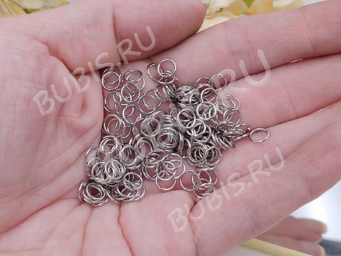 (ОПТ) Колечки обычные 6*0,7мм цвет платины (Iron) (100гр)