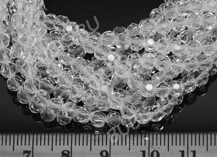 Бусина округлая гранёная 4мм чистый прозрачный (стекло) (20шт.)