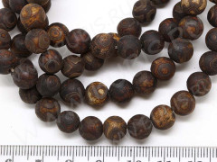 Бусина округлая 8мм Агат Дзи глазковый матовый шоколадный (камни)