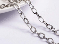 Цепочка S17 стальная овальное плоское звено 6,7*3,8мм цвет платины (Хирургическая сталь)(50см)