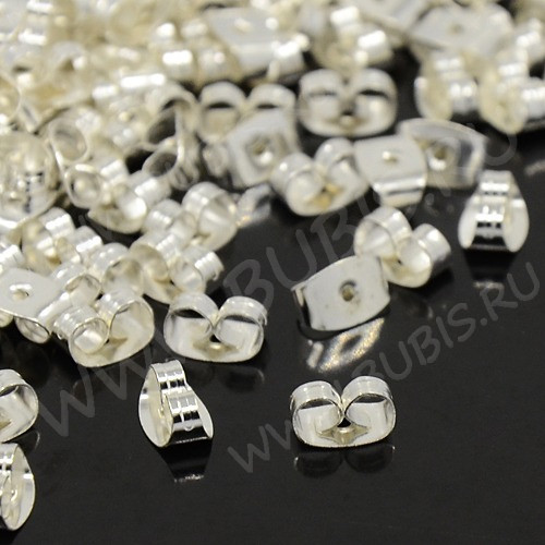 (СКИДКИ!!!) Зажимы для пуссет(гвоздиков) и швенз №01 5*3,5*2,8мм серебристые (Iron) (50 пар)