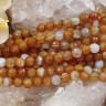 Купить (ОПТ) Бусина округлая ГРАНЁНАЯ 4мм Агат Мадагаскарский св.коричнево-молочный (камни) (НИТЬ) с доставкой по России