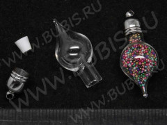 Бутылочка 31 фигурная с пробкой и колпачком 0,7мл 22*11*11мм прозрачная (стекло)