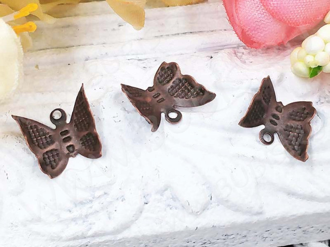 (СКИДКИ!!!) Декоративный элемент 090 подвеска Бабочка 49 маленькая 13*10,5мм античная медь (Iron) (10шт.)