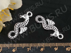 (СКИДКИ!!!) Подвеска Морской конёк 02 3D 26*10*2,5мм античное серебро (литьё) (10шт.)