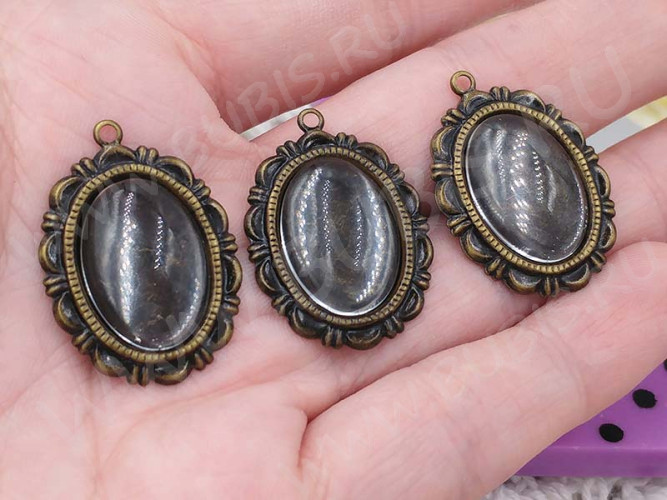 Кабошон стеклянный 40 Овал 35*25*7мм прозрачный (стекло)