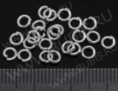 Колечки обычные толстые 4*0,8мм серебристые (Brass) (20шт.)