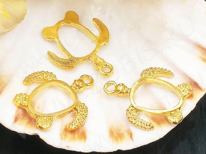 Подвеска Рамка 39 Морская черепашка 21*17,5*2мм золотистая (литьё)